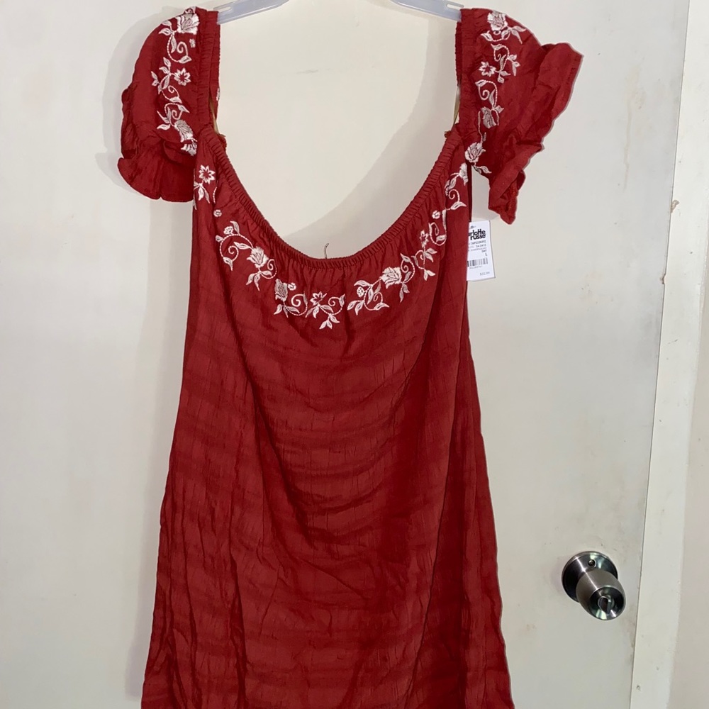 Burnt Orange Off Shoulder Dress